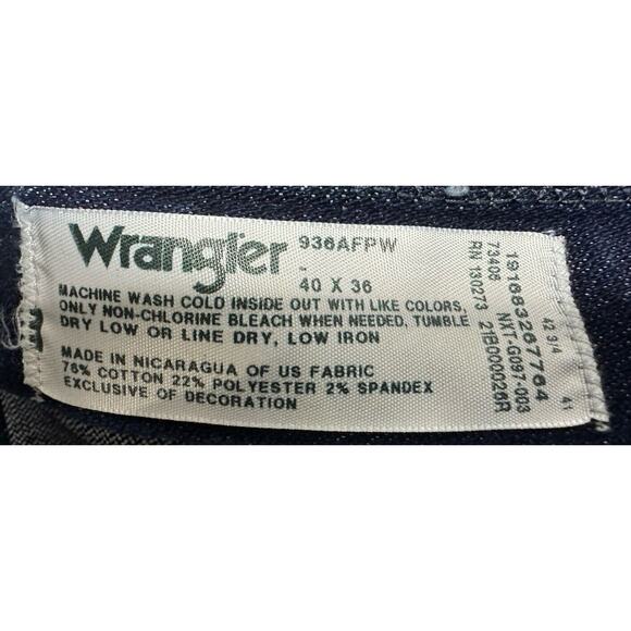 Wrangler Men's 936AFPW Straight Leg Western Dark Blue Jeans - Size 40x35 - Picture 6 of 6